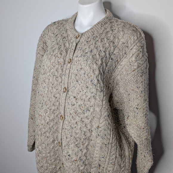Highland Home Industries Cream Tan Wool Button Up Cardigan Sweater XL - Picture 2 of 9